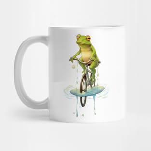 Surreal frog on bicycle Mug